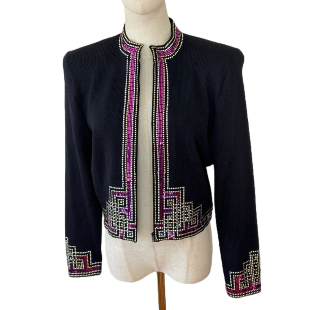 St. John Black Knit Cardigan Jacket